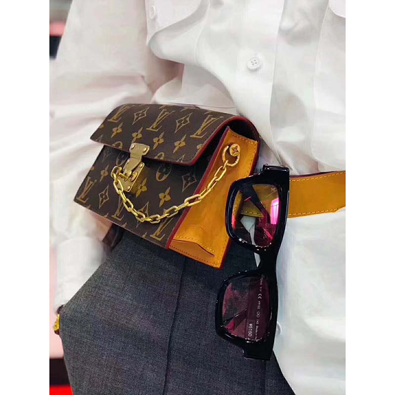 Louis Vuitton LV Unisex S Lock Belt Pouch GM PM MM-Brown