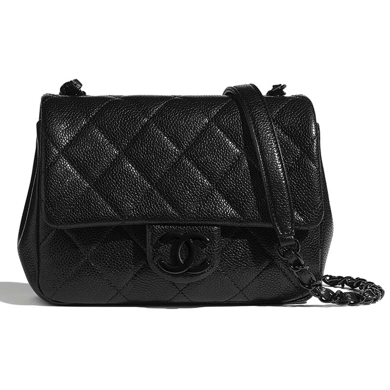 Chanel Women Flap Bag Grained Calfskin & Lacquered Metal