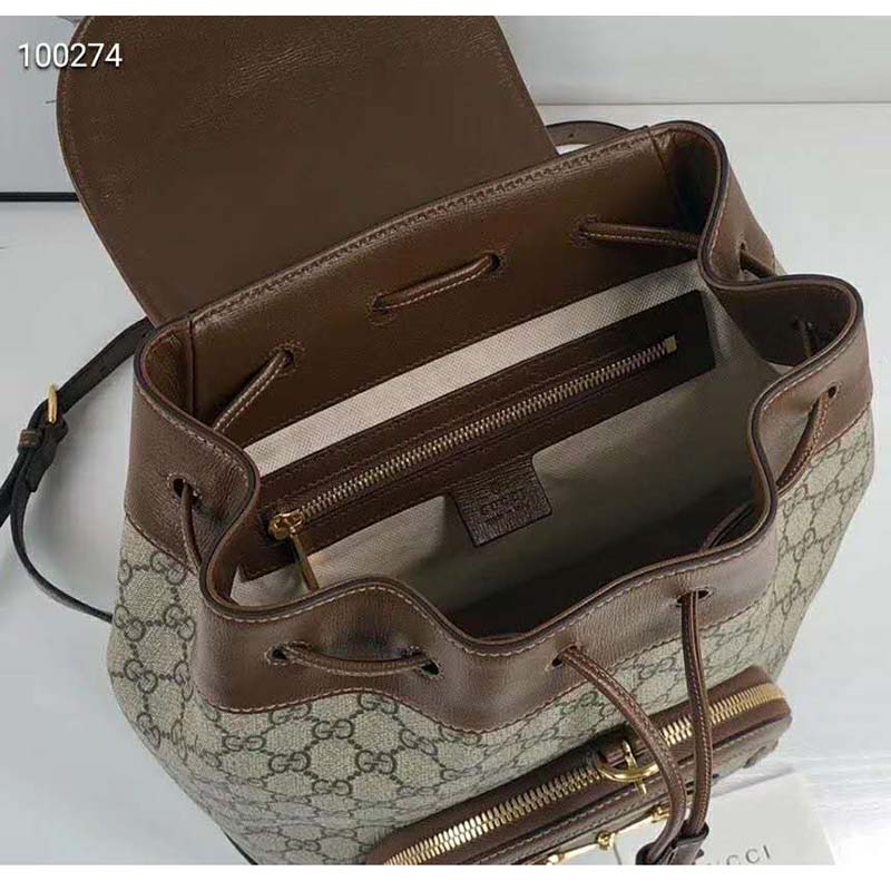 G*u*i gg unisex G*u*i 1955 horsebit backpack beige/ebony supreme canvas