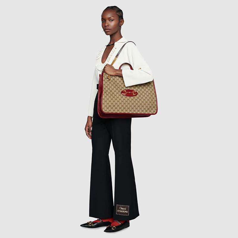 G*u*i gg unisex G*u*i 1955 horsebit large tote bag-red