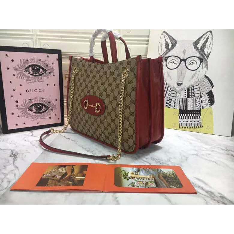 G*u*i gg unisex G*u*i 1955 horsebit large tote bag-red