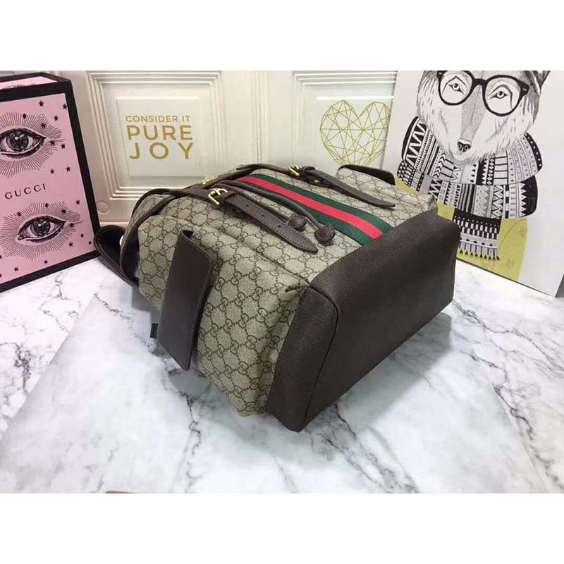 G*u*i gg unisex ophidia gg medium backpack beige/ebony supreme canvas