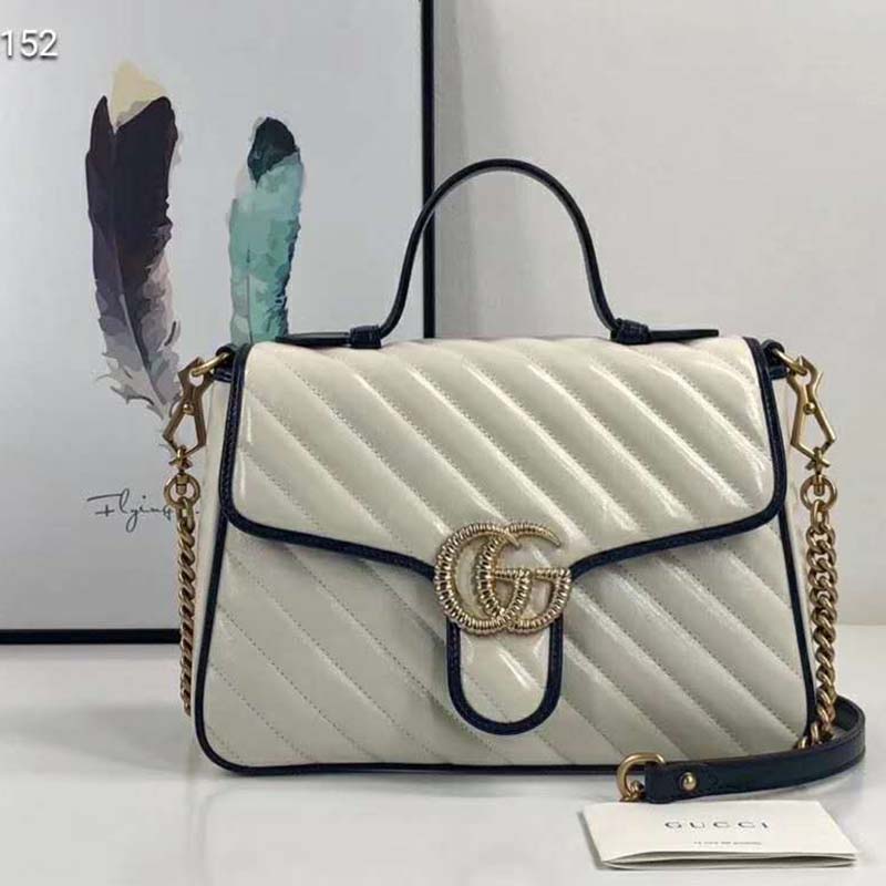 G*u*i gg women gg marmont mini top handle bag-white