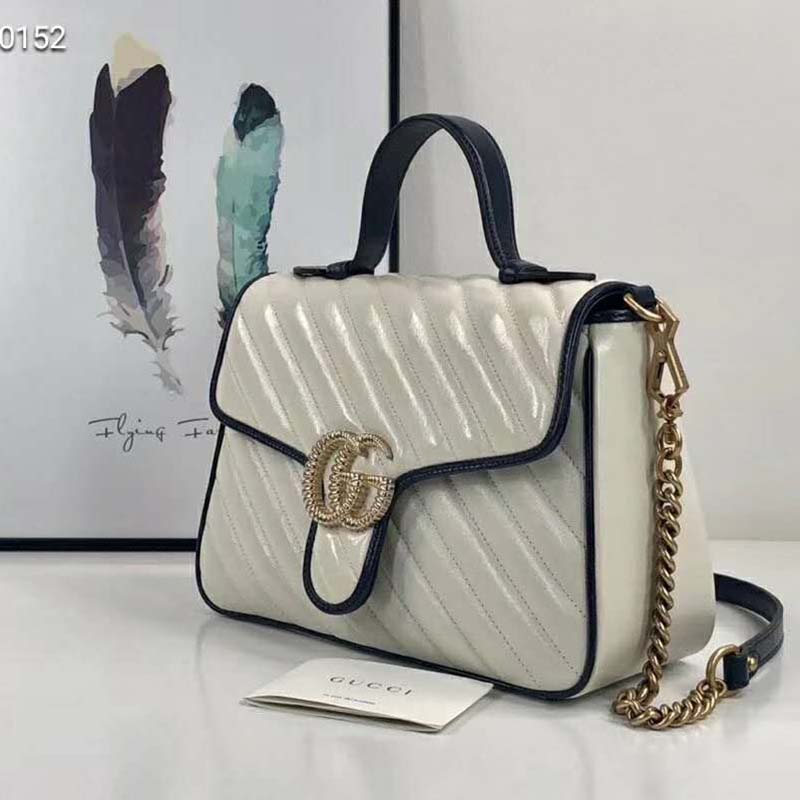 G*u*i gg women gg marmont mini top handle bag-white