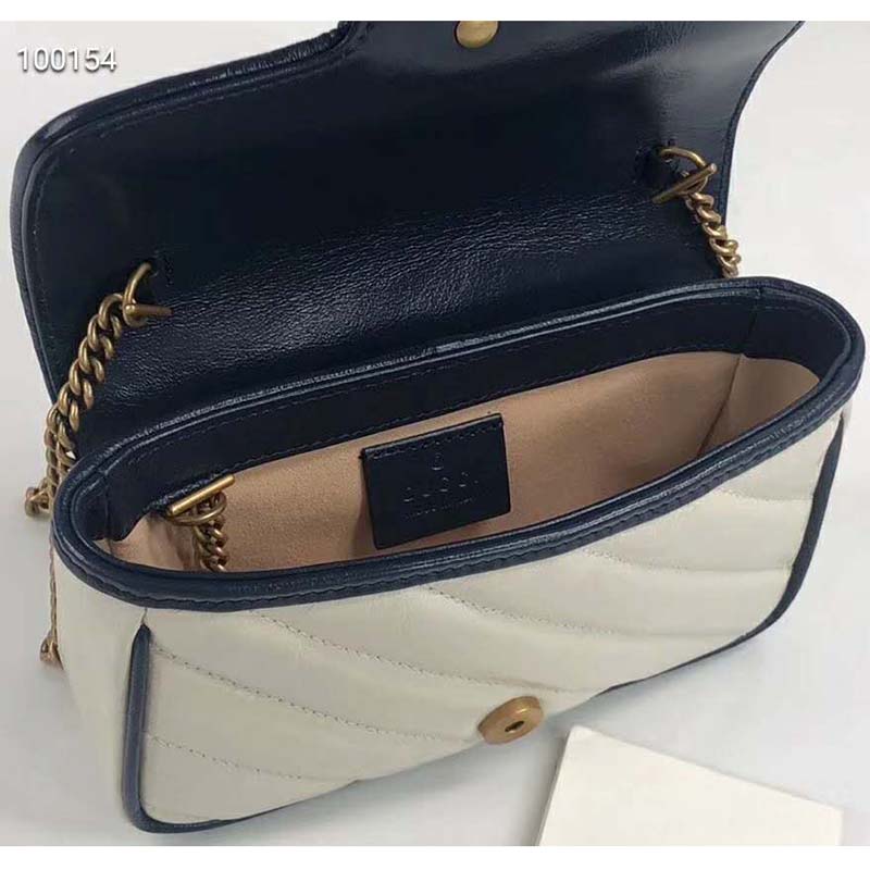G*u*i gg women gg marmont super mini bag white diagonal matelassé
