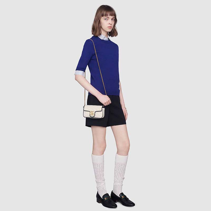 G*u*i gg women gg marmont super mini bag white diagonal matelassé