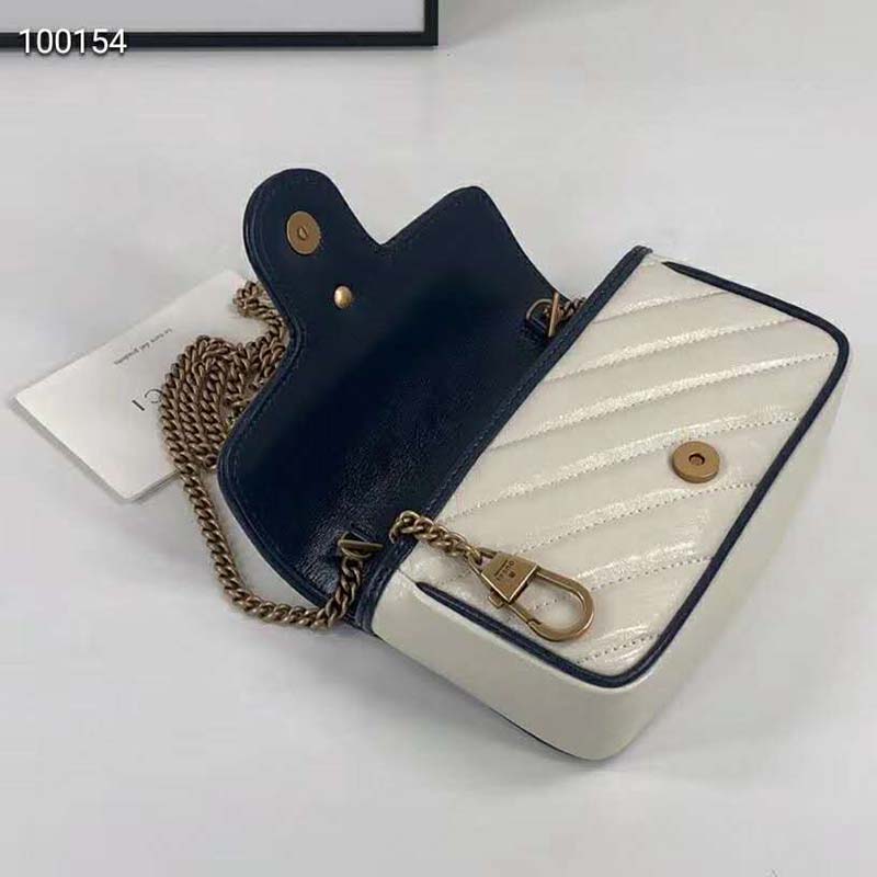 G*u*i gg women gg marmont super mini bag white diagonal matelassé