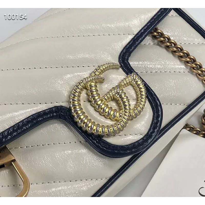 G*u*i gg women gg marmont super mini bag white diagonal matelassé