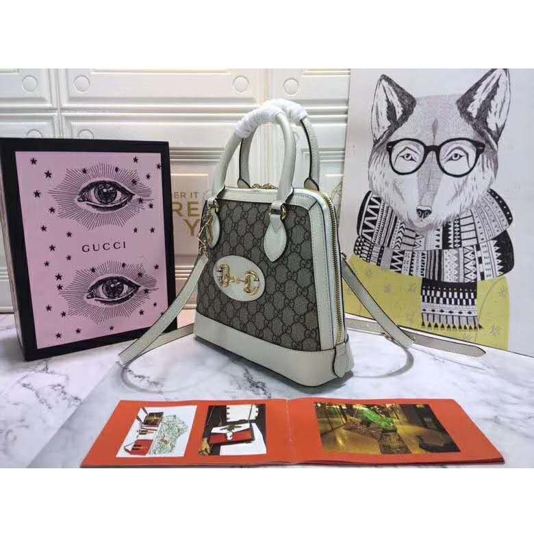 G*u*i gg women G*u*i 1955 horsebit small top handle-white