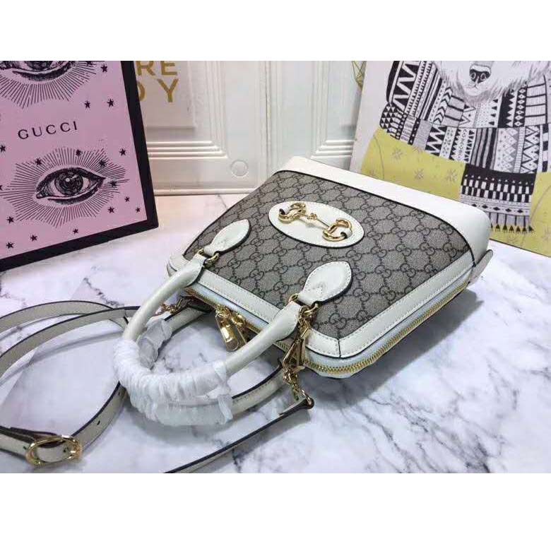 G*u*i gg women G*u*i 1955 horsebit small top handle-white