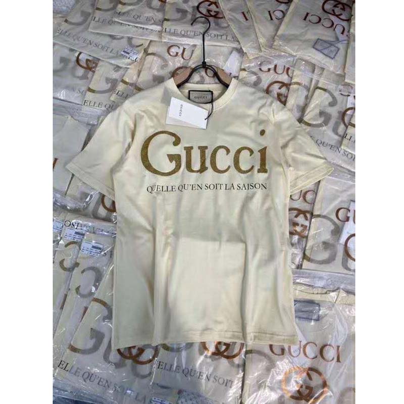 G*u*i gg women G*u*i glitter print t-shirt cotton-white