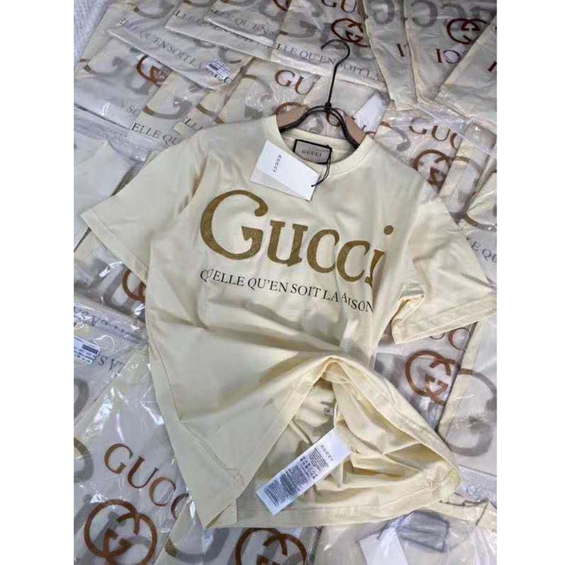 G*u*i gg women G*u*i glitter print t-shirt cotton-white
