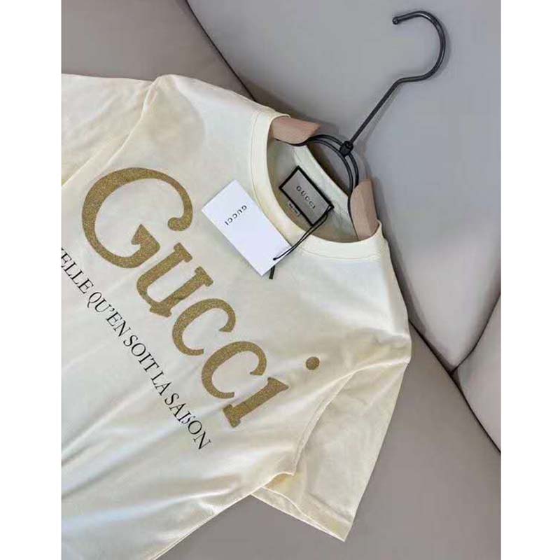 G*u*i gg women G*u*i glitter print t-shirt cotton-white