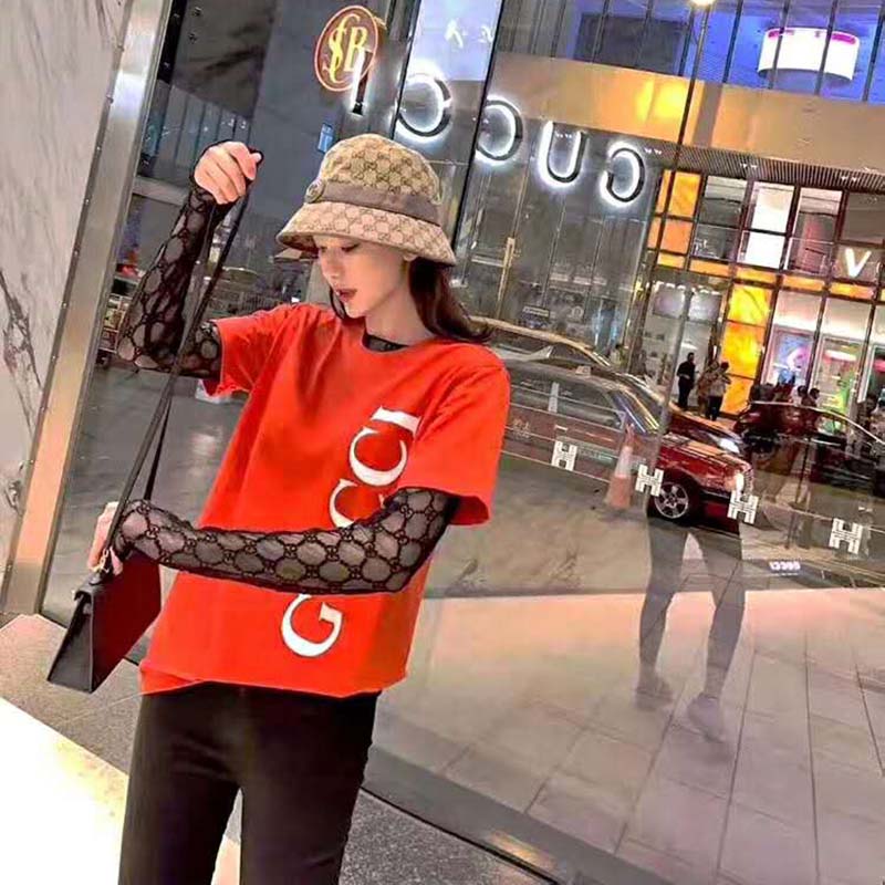 G*u*i gg women G*u*i print oversize t-shirt red cotton