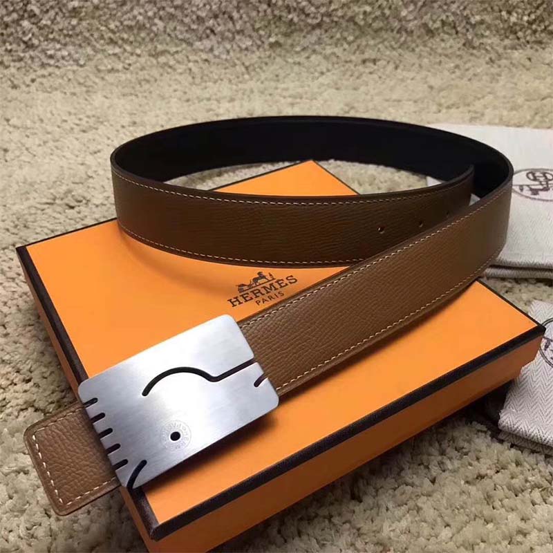 Hermes Men A Cheval Belt Buckle & Reversible Leather Strap 32 mm