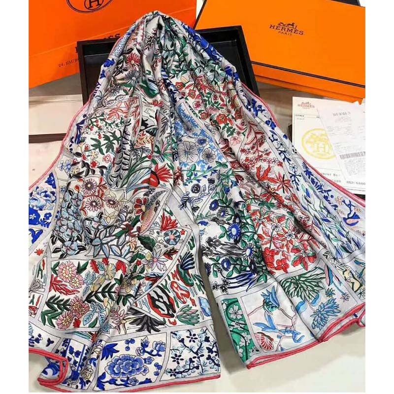 Hermes Women Fleurs De Giverny Scarf 90
