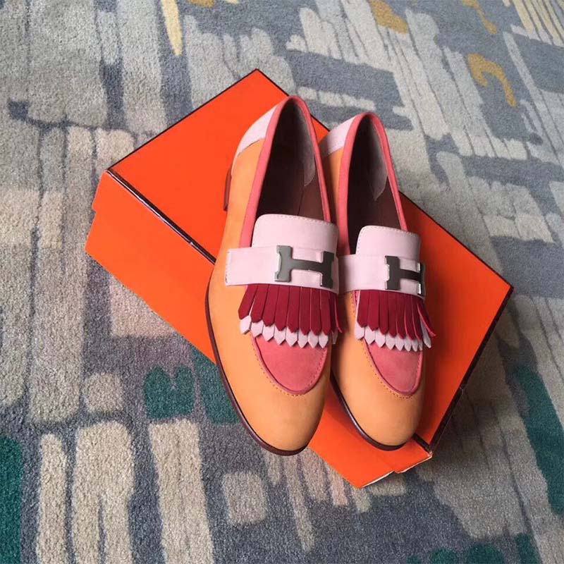 Hermes Women Shoes Royal Loafer-Pink