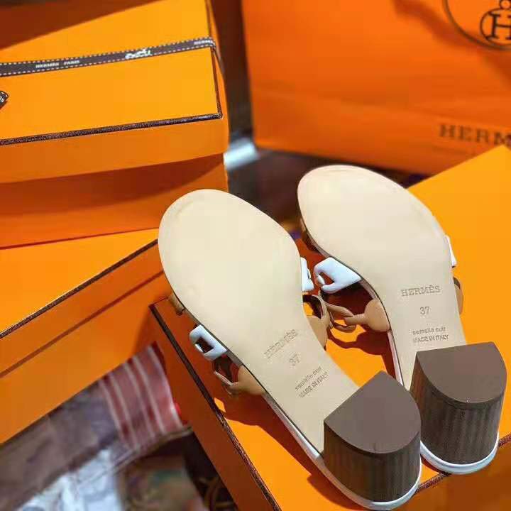 Hermes Women Tandem Sandal in Nappa Leather 5.1cm Heel-Brown