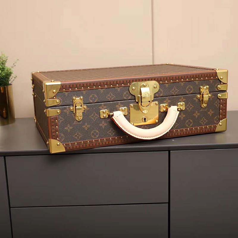 Louis Vuitton LV Unisex President Suitcase in Monogram Canvas-Brown