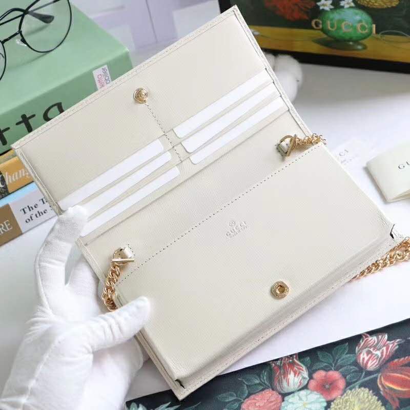 G*u*i gg unisex G*u*i 1955 horsebit wallet with chain-white