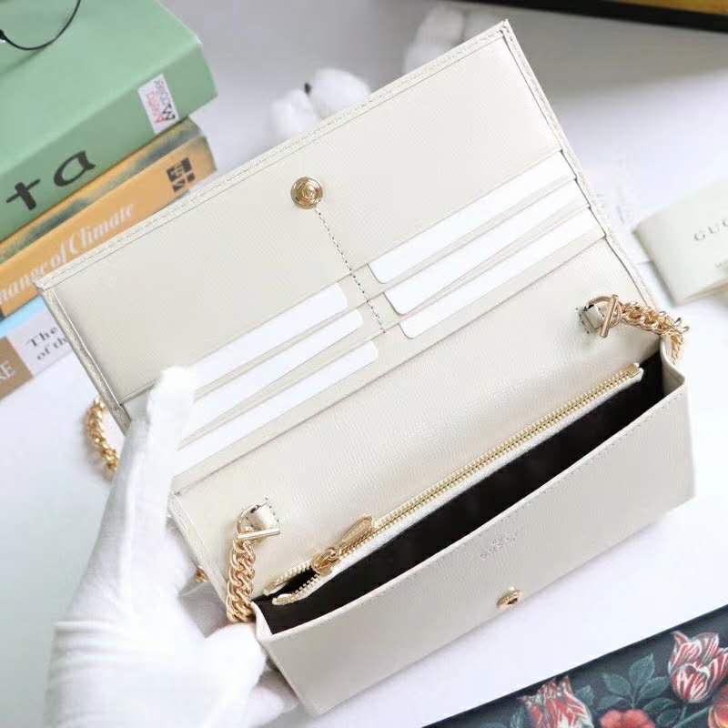 G*u*i gg unisex G*u*i 1955 horsebit wallet with chain-white