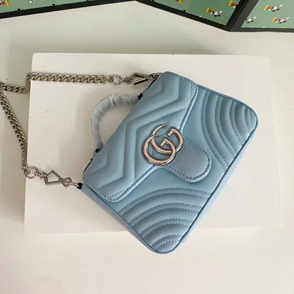 G*u*i gg women gg marmont mini top handle bag-blue