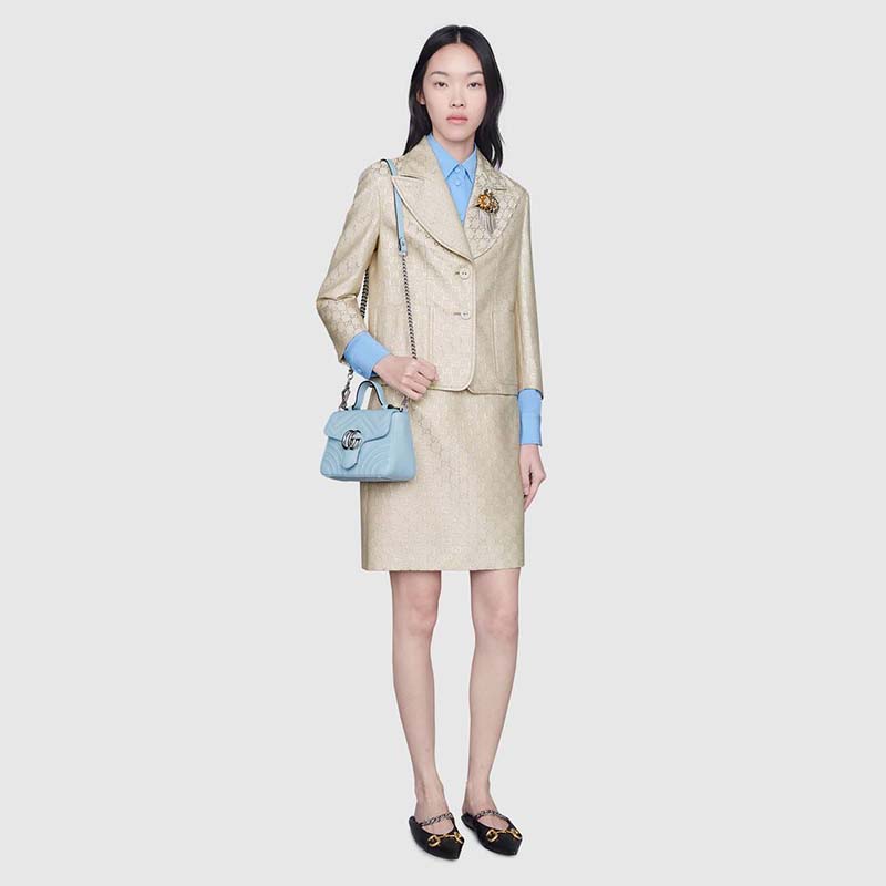 G*u*i gg women gg marmont mini top handle bag-blue