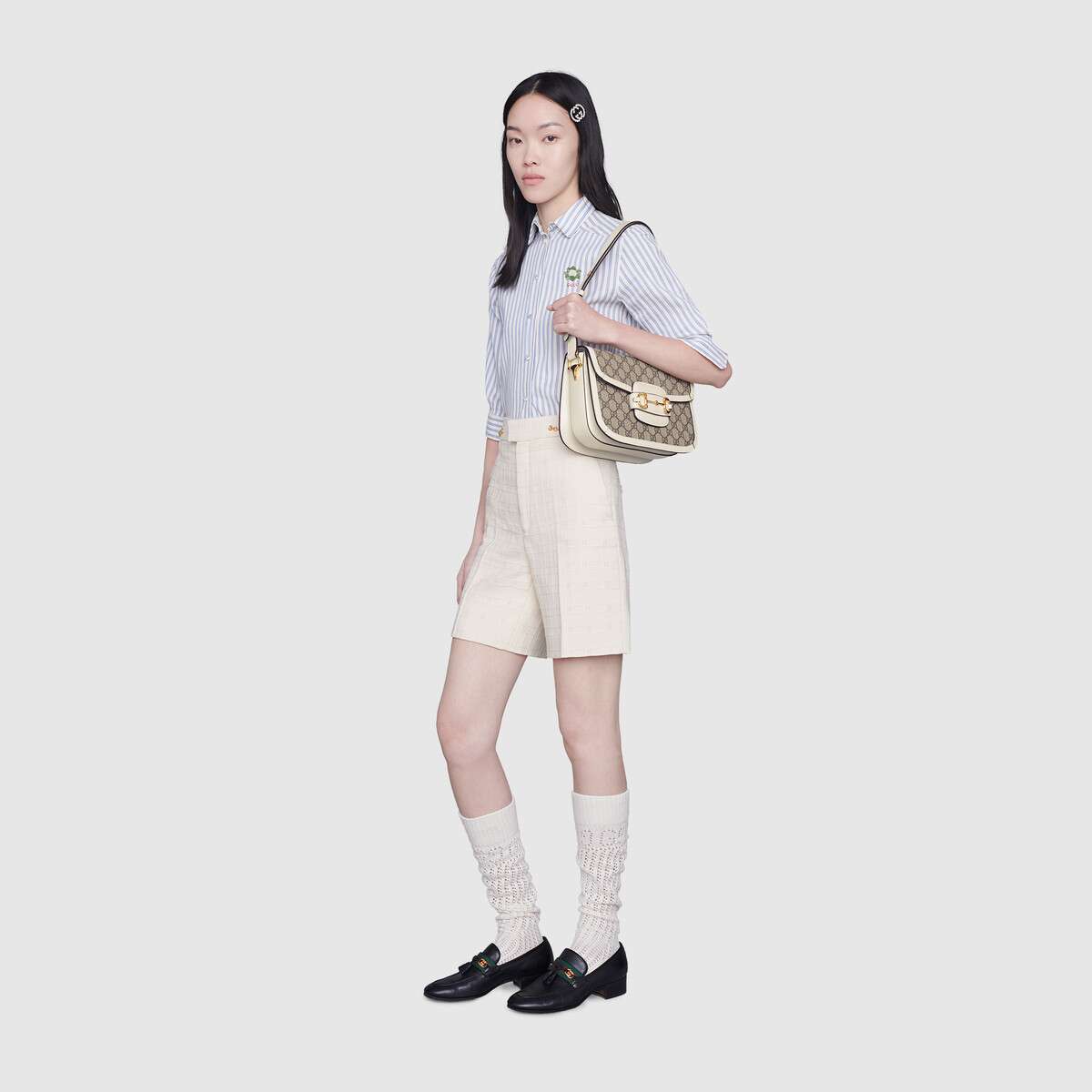 G*u*i gg women G*u*i 1955 horsebit small shoulder bag-white