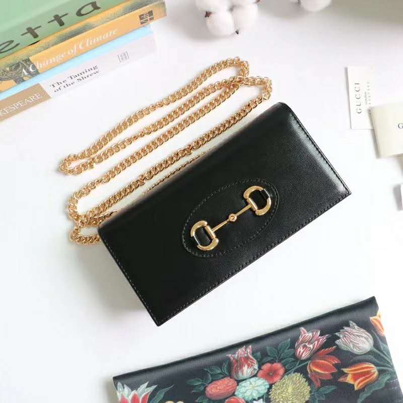 G*u*i gg women G*u*i 1955 horsebit wallet with chain-black