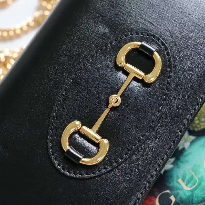 G*u*i gg women G*u*i 1955 horsebit wallet with chain-black