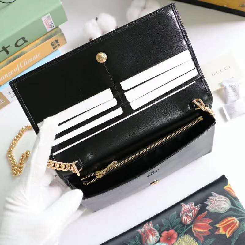 G*u*i gg women G*u*i 1955 horsebit wallet with chain-black