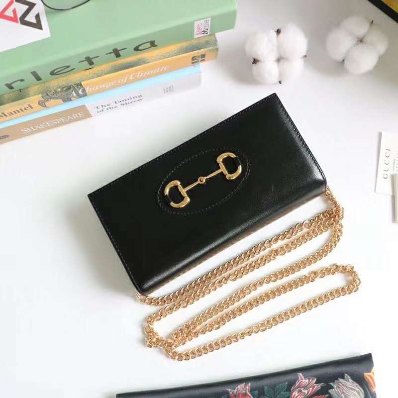 G*u*i gg women G*u*i 1955 horsebit wallet with chain-black