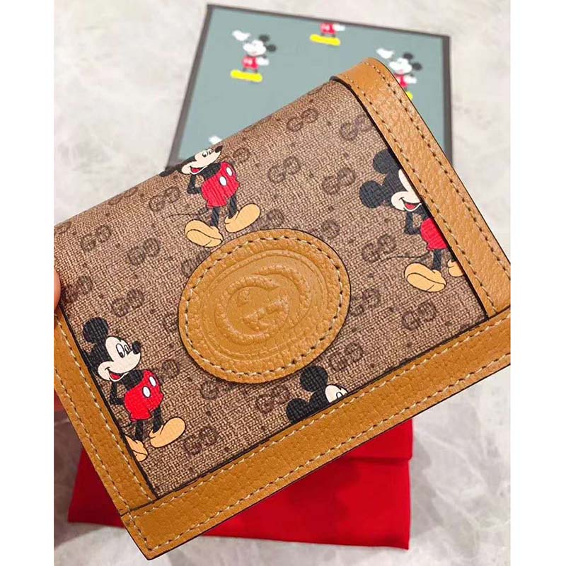 G*u*i gg unisex disney x G*u*i card case wallet-brown