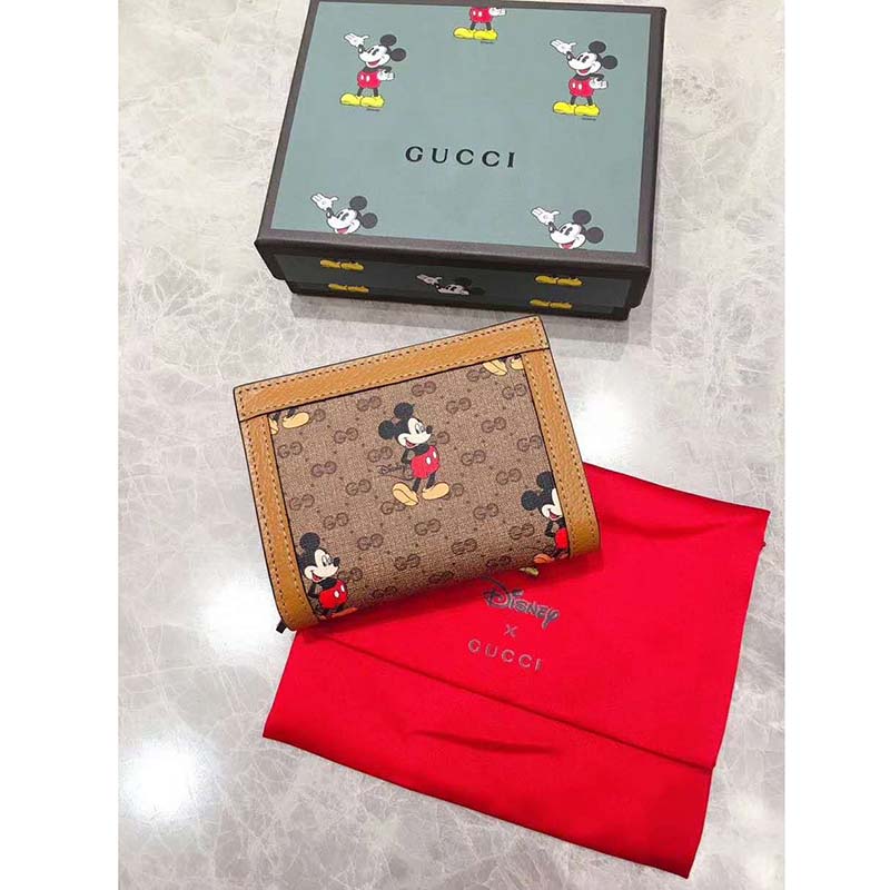 G*u*i gg unisex disney x G*u*i card case wallet-brown