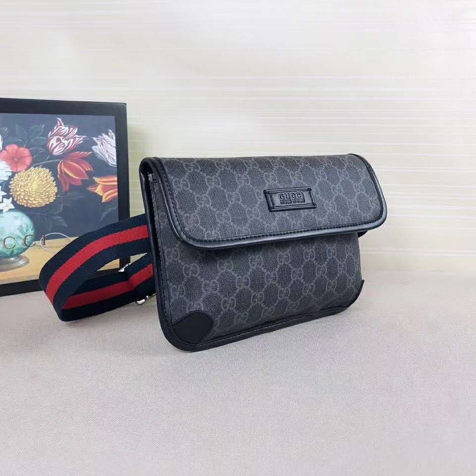 G*u*i gg unisex gg black belt bag gg supreme canvas