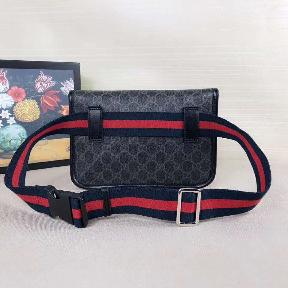 G*u*i gg unisex gg black belt bag gg supreme canvas