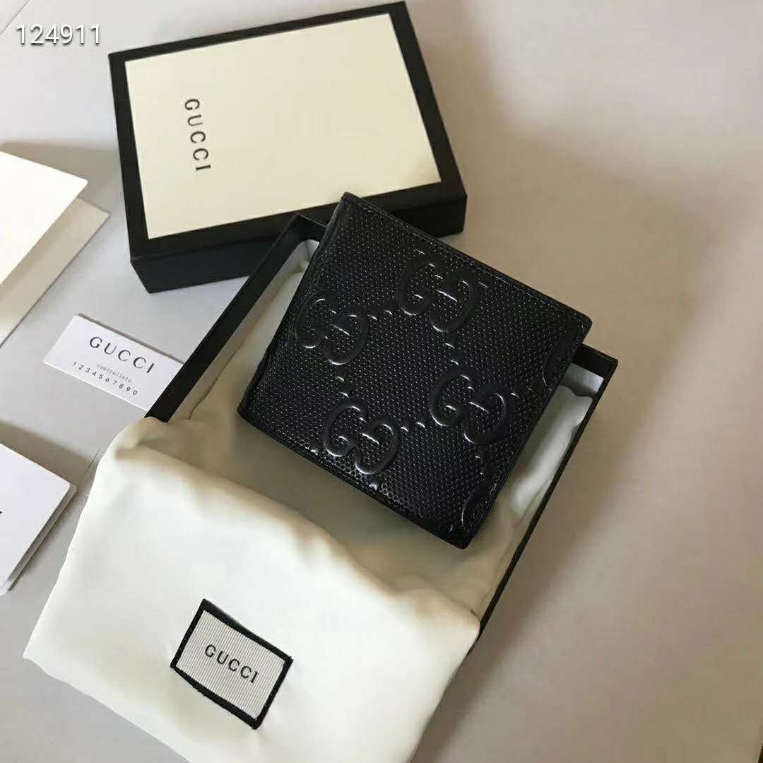 G*u*i gg unisex gg embossed wallet black gg embossed leather