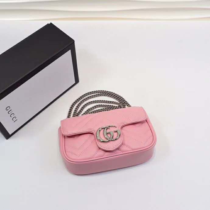 G*u*i gg women gg marmont super mini bag matelassé chevron-pink