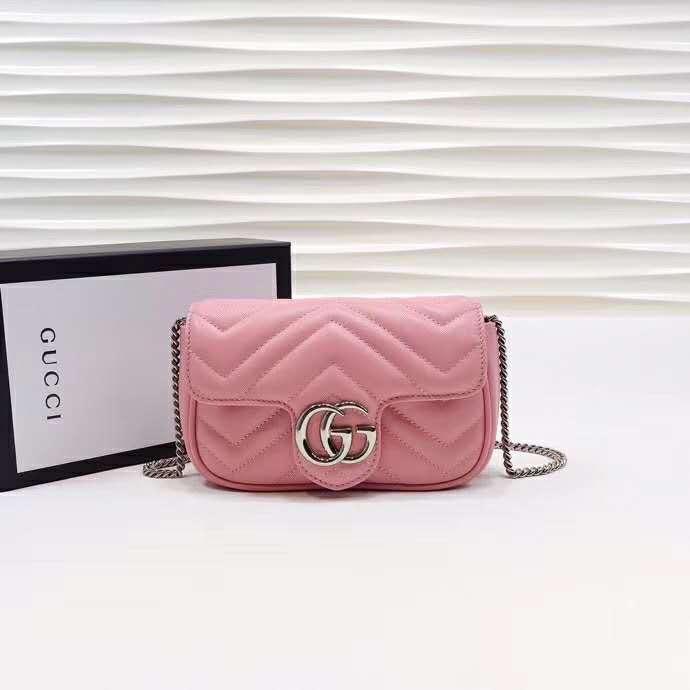 G*u*i gg women gg marmont super mini bag matelassé chevron-pink