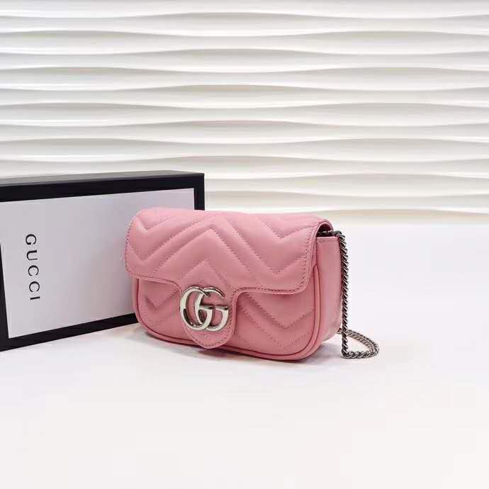 G*u*i gg women gg marmont super mini bag matelassé chevron-pink