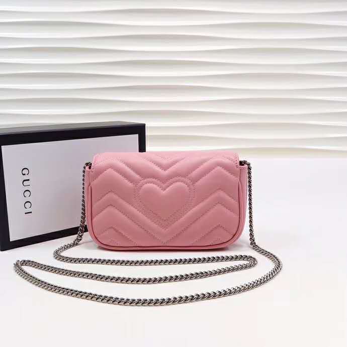 G*u*i gg women gg marmont super mini bag matelassé chevron-pink