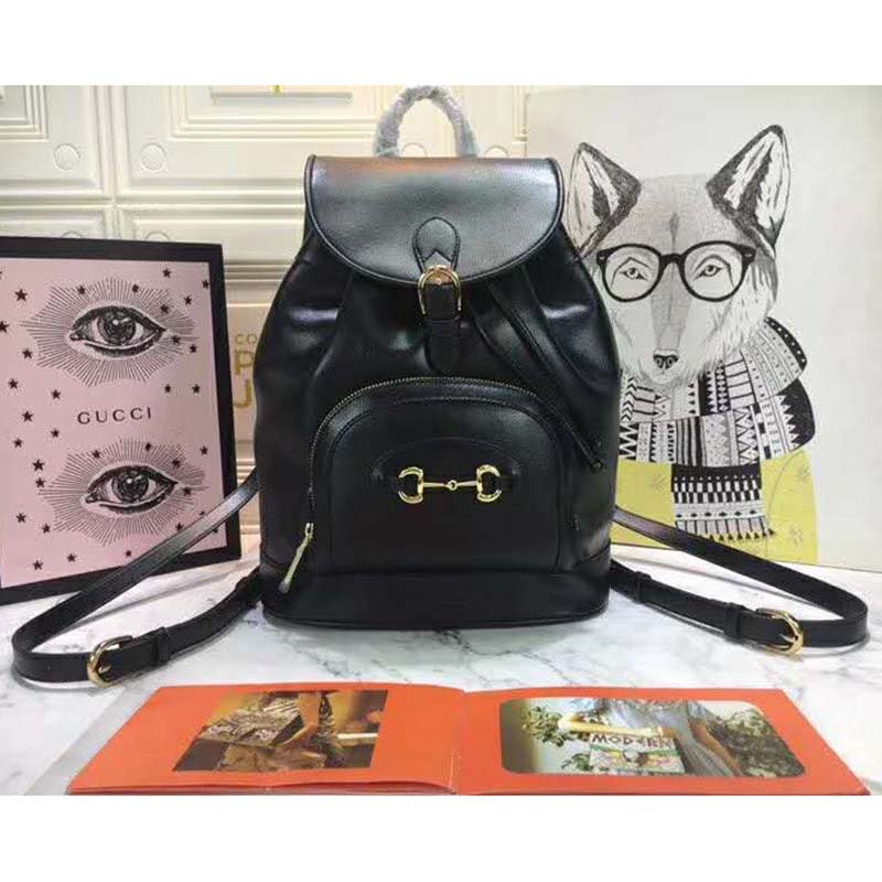 G*u*i women gg G*u*i horsebit 1955 backpack in black leather