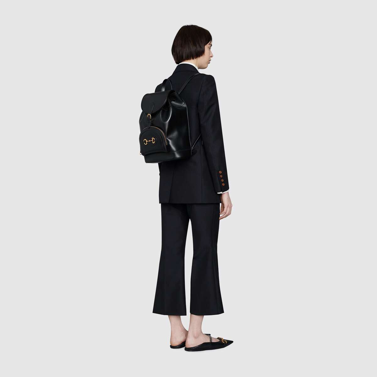 G*u*i women gg G*u*i horsebit 1955 backpack in black leather