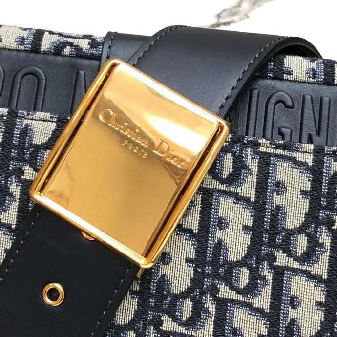 Dior Women 30 Montaigne Box Bag Blue Dior Oblique Jacquard