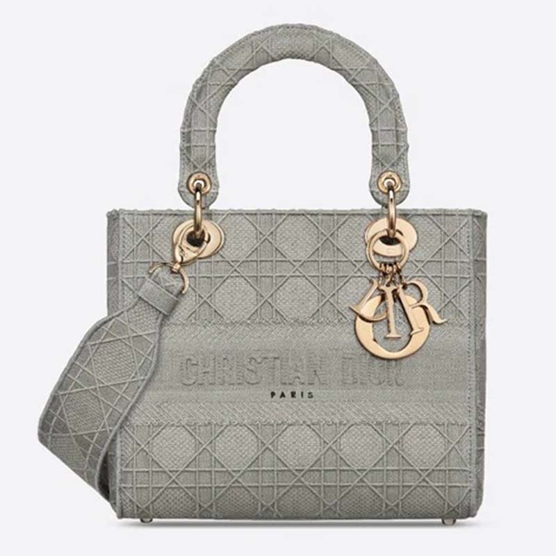 Dior Women Medium Lady D-Lite Bag Cannage Embroidery