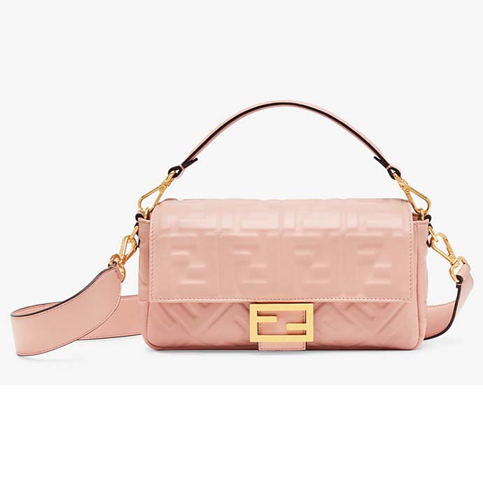 Fendi Women Medium Iconic Baguette Lambskin All-Over FF Motif