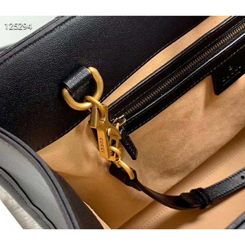 G*u*i gg unisex gg marmont medium tote bag black matelassé leather