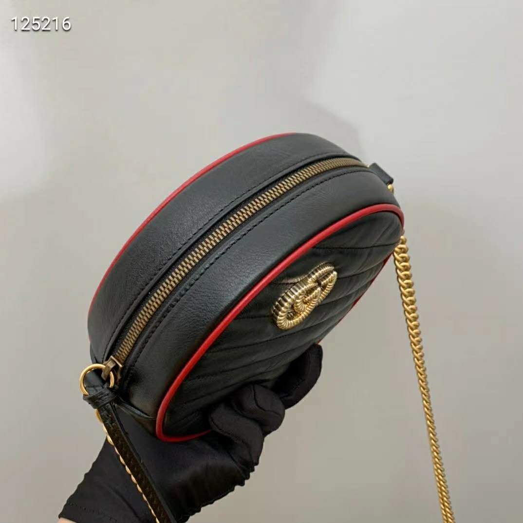 G*u*i gg women gg marmont mini round shoulder bag-black