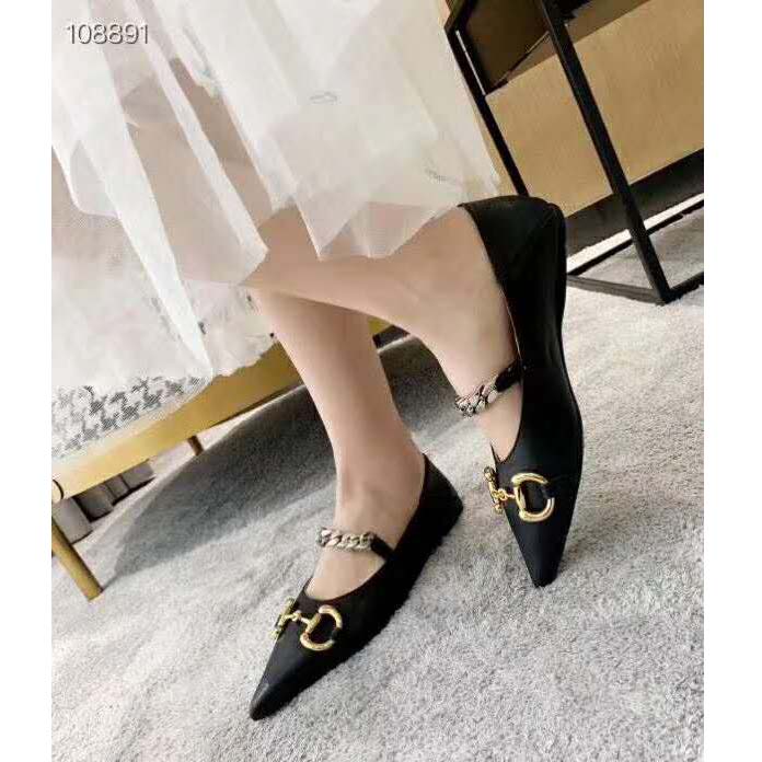 G*u*i women’s leather ballet flat with horsebit black leather