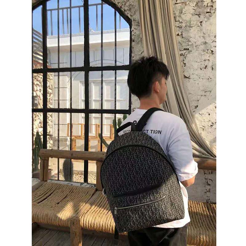 Dior Unisex Rider Backpack Gray Dior Oblique Jacquard